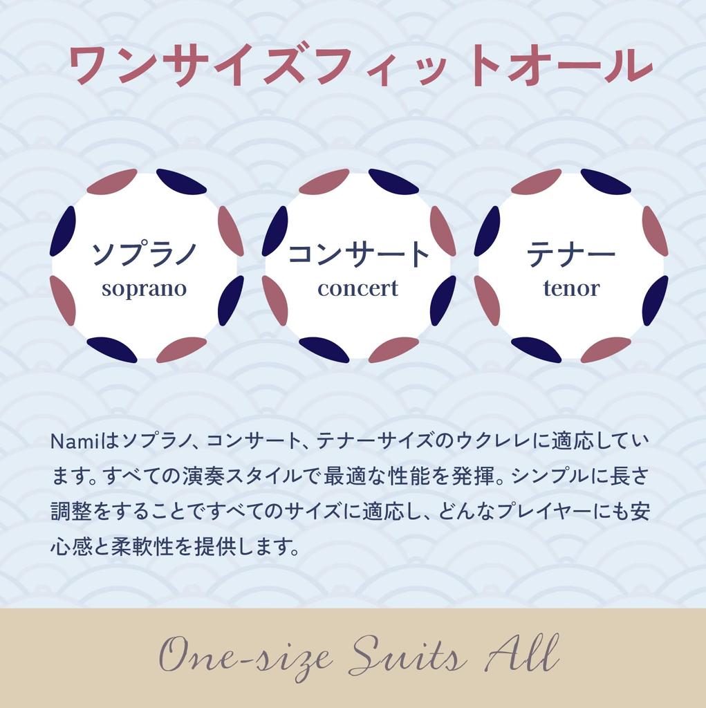 NAMI Wave Ukulele Strings Tenor Size Made in of 4 NAMI Ukulele Soprano, Concert, Japan… (Set Strings)