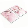 Glass Kitchen Serving Boards with Pink Flower Graphics 2x30x52 Cm