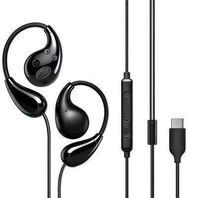 New with Volume Clear for Telework and Online Meetings Open-Ear Type-C Earphones, Wired, Type-C Jack, Ear-Hook, Mic, Open-Ear Design, Control, Calls,