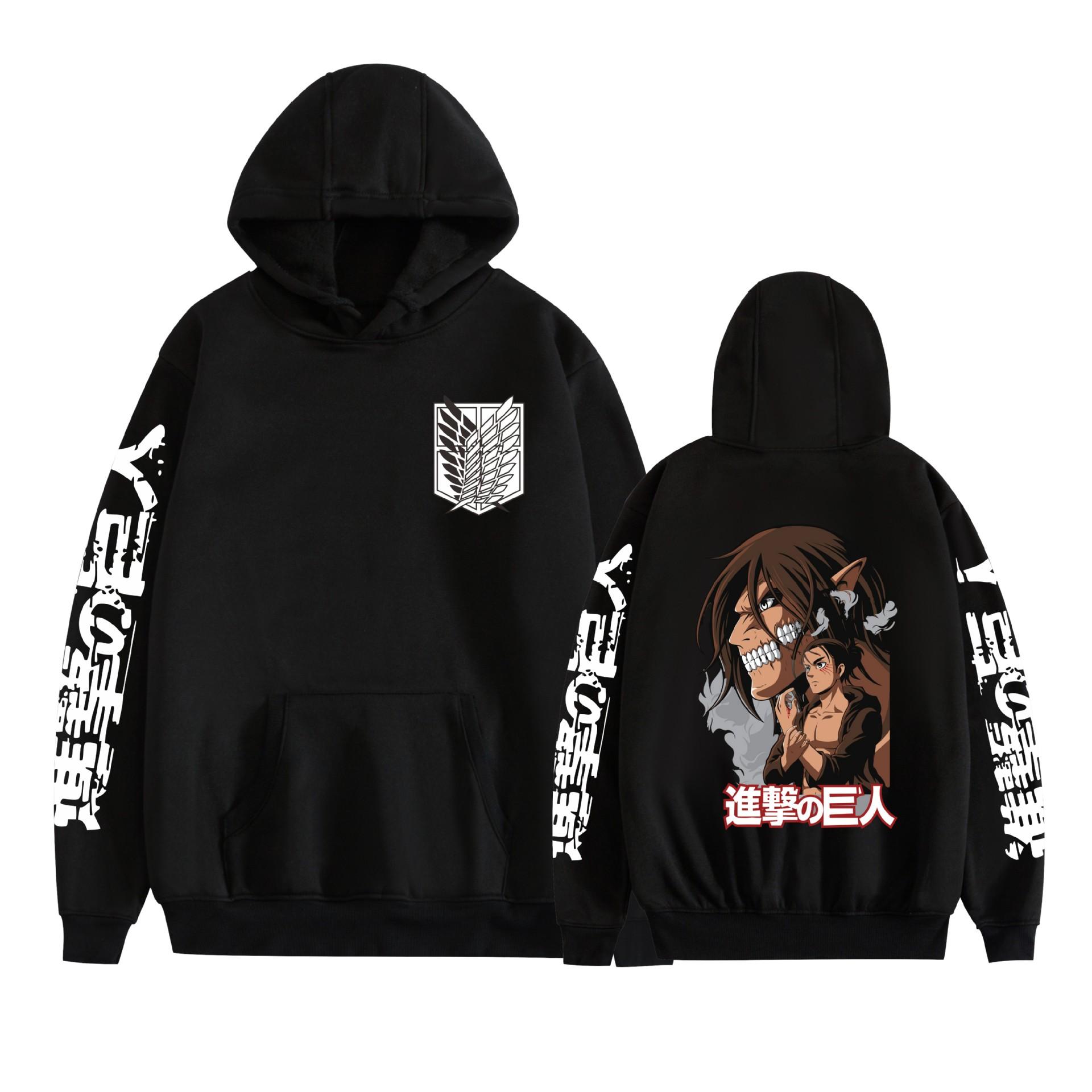 Худи мужское Атака Титанов Свитшот Мультяшное Худи Пуловер Унисекс Большого размера Свитшот XS чёрный