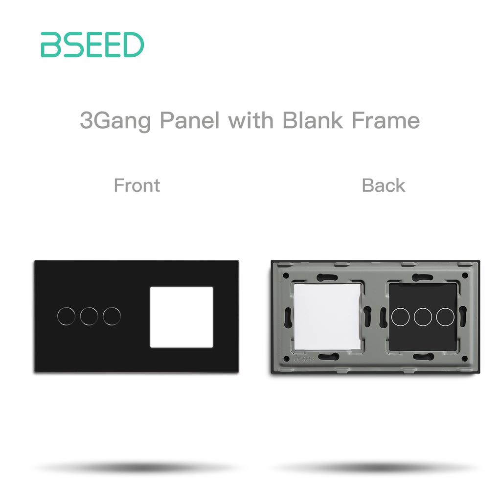 BSEED Wall Touch Switch 1/2/3Gang 1/2Way Light Switch Dimmer Function Parts Glass Panel Frames EU Wall Sockets DIY Parts Only