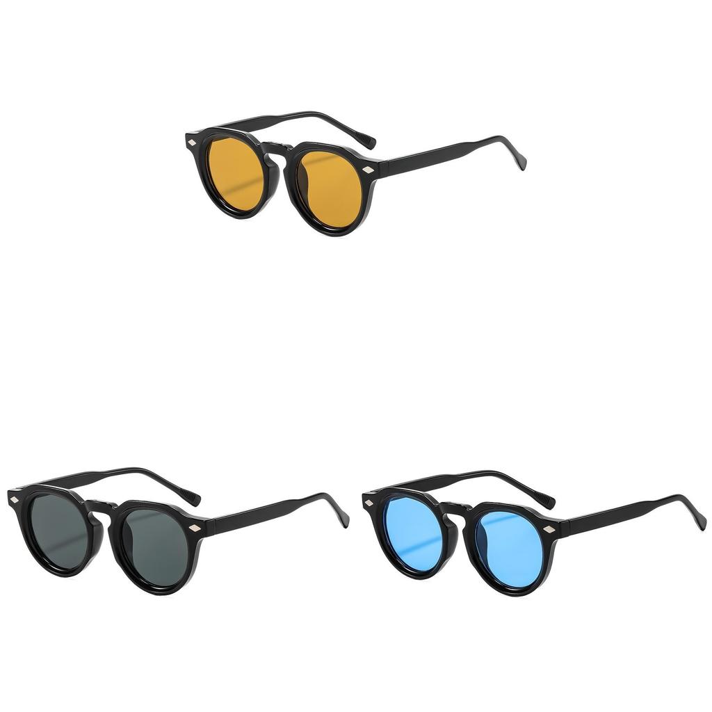 Retro Round Frame Black Sunglasses For Men Women Uv400 Protection Fashion Accessory