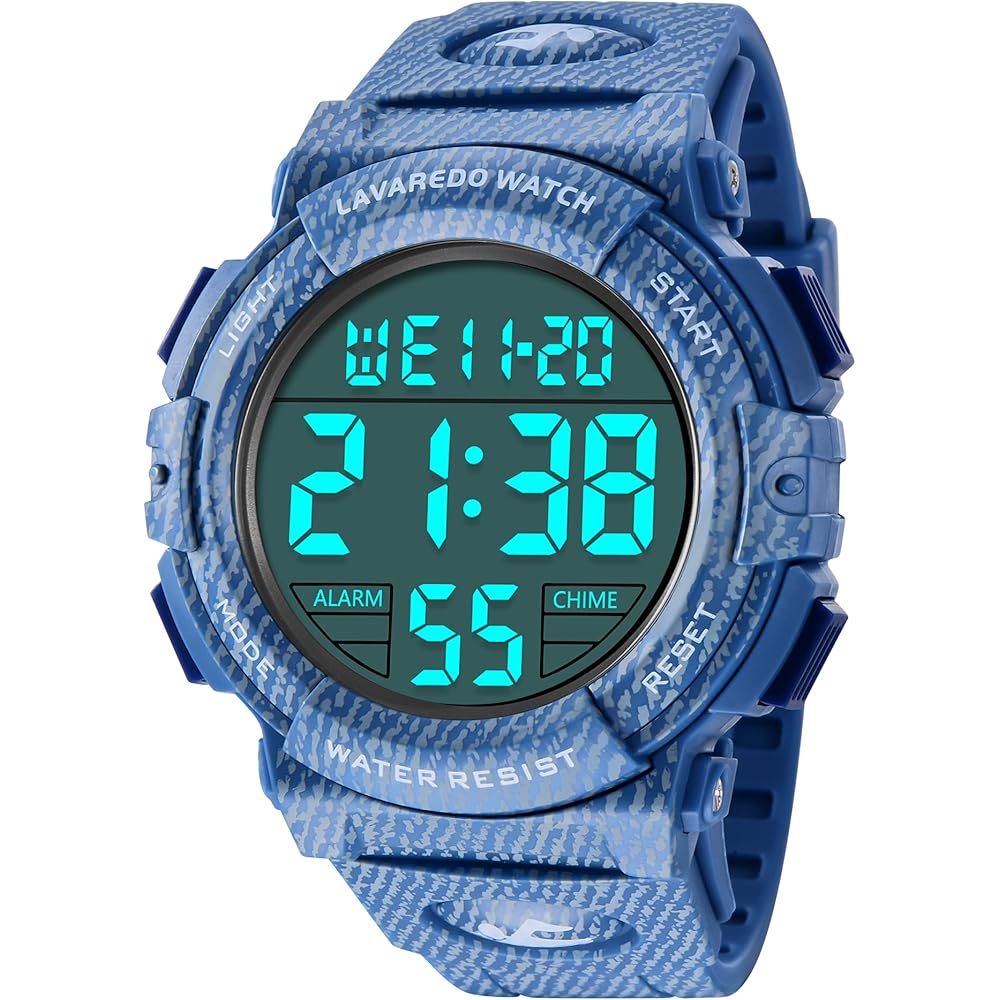 L Lavaredo Men s Digital Watch 50m Waterproof Date Day Alarm LED Display Multi-Function Sports Watch