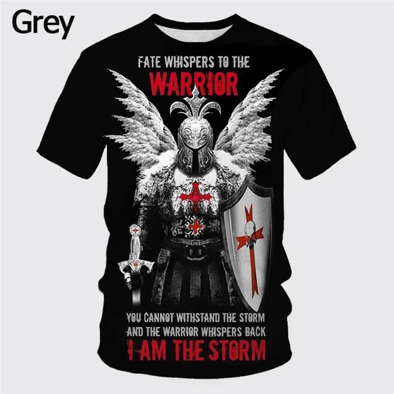 Fashionable Retro Templar 3D Printed Men's T-shirt Summer Casual Street Wear Couple T-shirt Short Sleeved Top