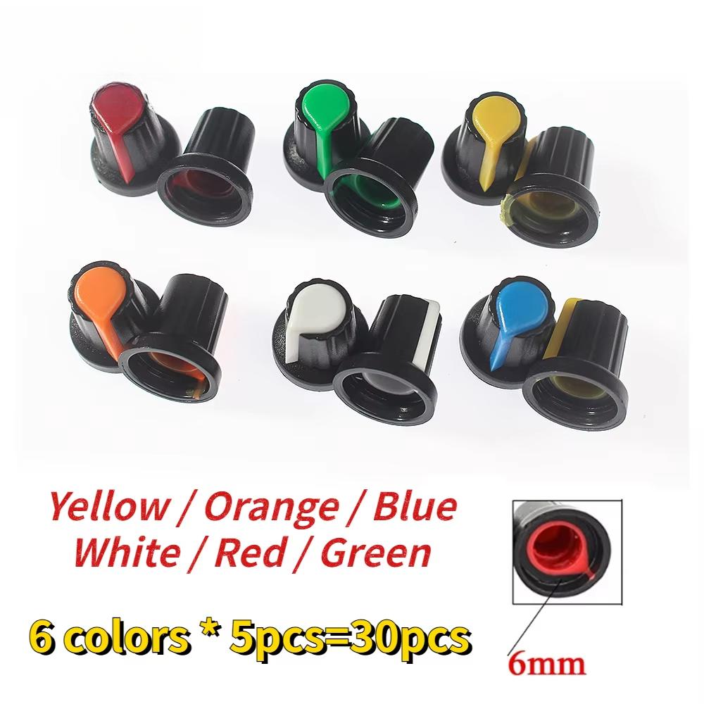 30PCS WH148 AG2 Krytka knoflíku potenciometru 6mm Otvor hřídele Krytky knoflíku ovládání hlasitosti 15X17mm 5hodnota*6PCS=30PCS