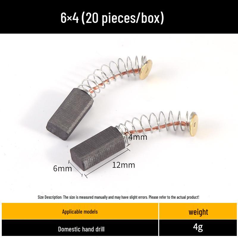 Carbon Brush Set for Angle Grinders, Cutting Machines, Hand Drills, Polishers, Sanders, Impact Drills, and Motors