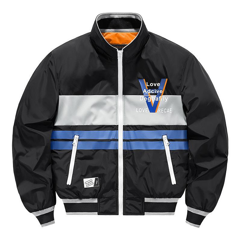 Fliegerjacke Herren Freizeit Sportjacke Gramm Baseball Stehkragenjacke Buchstaben Gestreifte Jacke Herren