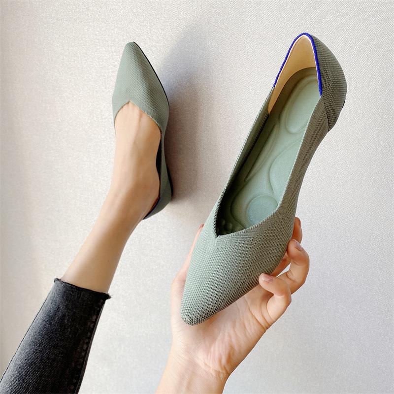 Neue gestrickte Einzelschuhe Eierrollen-Schuhe Doudou-Schuhe Damenstrickschuhe Fliegende Strick-Damenschuhe