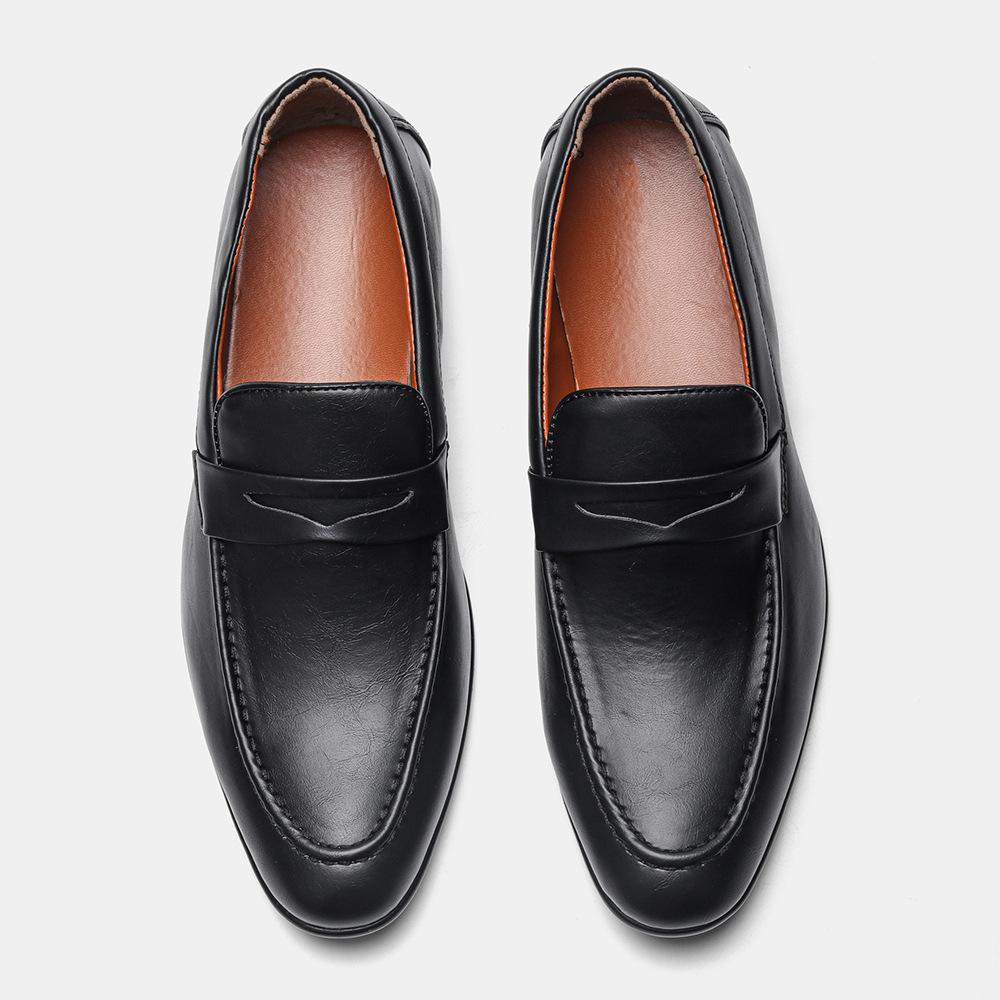 Scarpe Business da Uomo a Mocassino Casual con Punta in Pelle Nera a Calzata Rapida Uomo