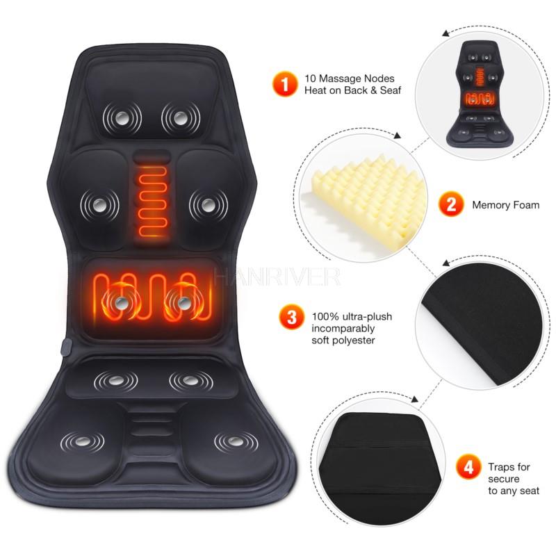 Home Infrared Heating Back Vibrator Massage Pads Electric Vibrating Car Massage Chair Mat Portable 9 Modes Massager Cushion