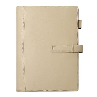 Lightex Leather System Planner, Genuine Vegetable Tanned, A5 Size, 6-Ring Binder, Lightweight, A5monolether01, Beige