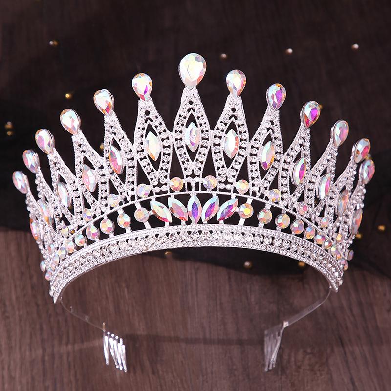 Royal Queen Purple Crown Big Diadem Bride Tiara Crowns for Women Bridal Wedding Party Combs Crown Hair Dress Jewelry Accessori