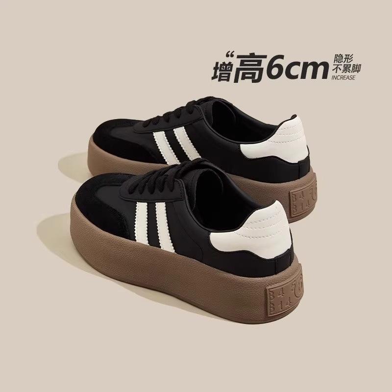 Sneakers platform casual board shoes women's 2025 spring and summer new leather versatile height increase soft sole German training shoes women's