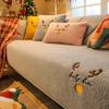 Thickened Lamb Cashmere Sofa Cover Winter Non Slip Sofa Towel Washable Couch Cushiom Couch Met Living Room Elk Christmas Decor