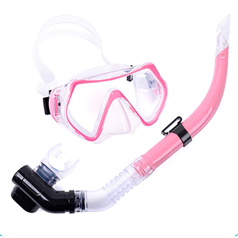 High definition large field of view mask, tempered glass diving goggles set
