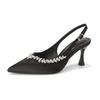 Temperament Rhinestone Thin Heel Commuter Pointed High Heels Women's Summer Wear One Word with Bag Head Sandals