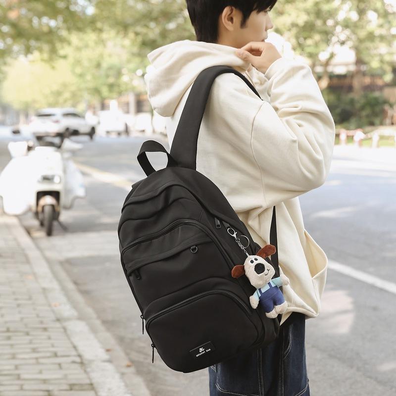 Schoolbag Korean Version Ins Simple Academy Style Large Capacity School Bag Lightweight Ridge Protection Multi-pocket Backpack Lazy Wind Backpack