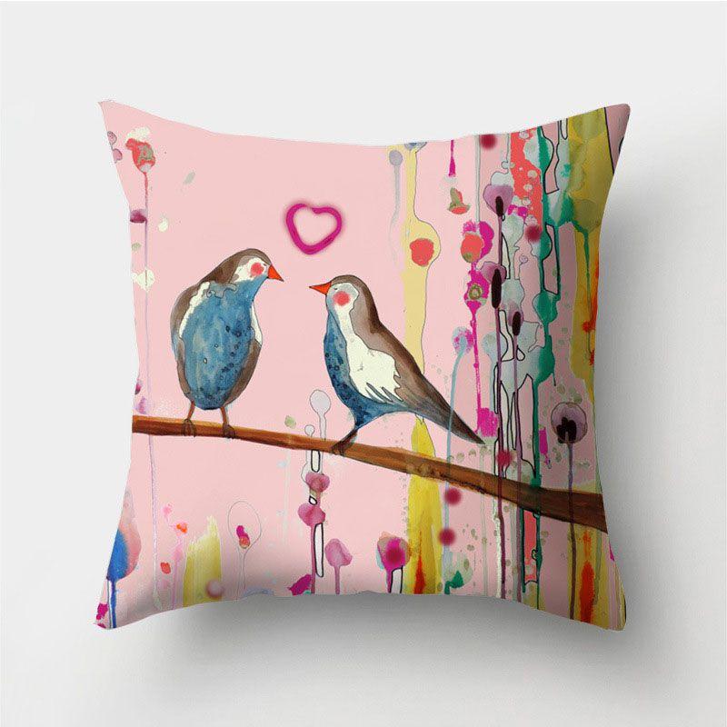 Stunning Bird Flower Pillow Case With Watercolor Design For Stylish Living Room Decor