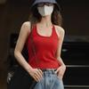 American Sexy Wool Racer Tops Summer Fashion Sleeveless Render Soft Simple Slim Tops