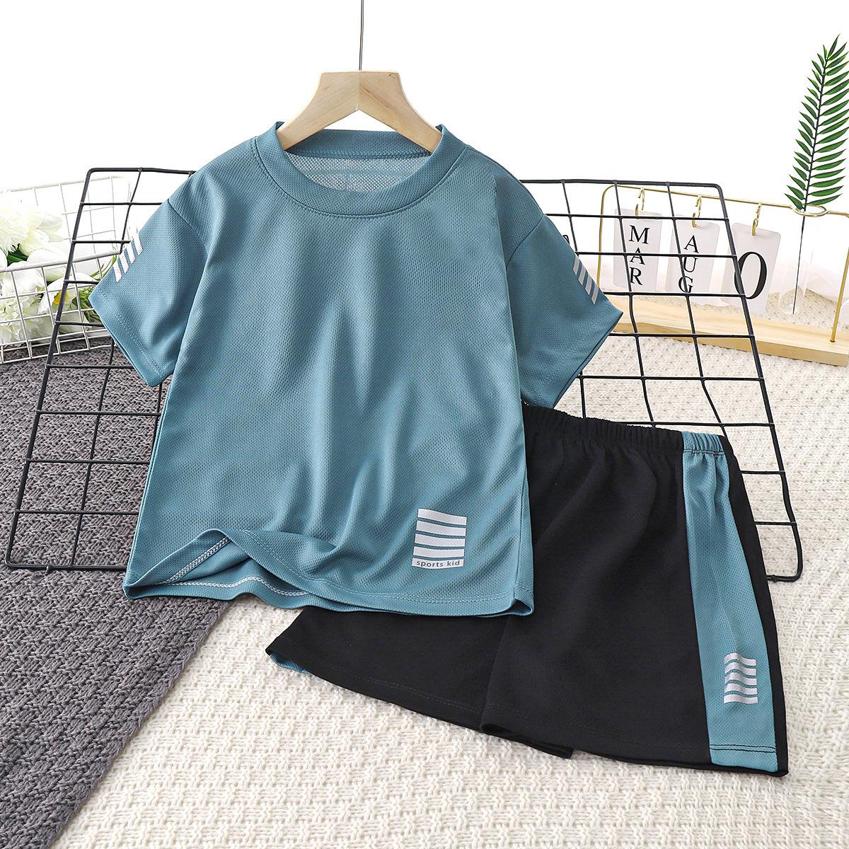 

Летняя детская быстросохнущая одежда Костюмы для мальчиков Красивый детский летний спортивный костюм из двух частей с короткими рукавами для больших детей 90