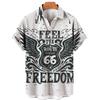 Camicia Nuova da Uomo Hawaiana Route 66 Street Classic Stampa 3D Manica Corta T-shirt Musica Rock Collo Revers Taglia Larga Uomo Top Vestiti Vintage