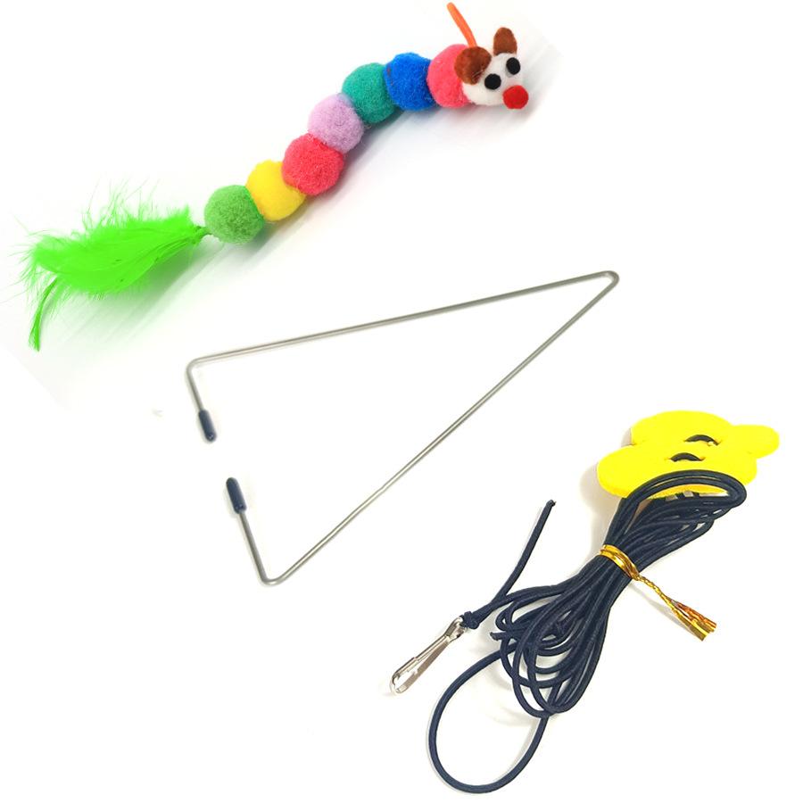 Interactive Cat Teaser Toy Adjustable Hanging Door Swing with Colorful Worms Plush for Indoor Cats Interactive Kitten Play