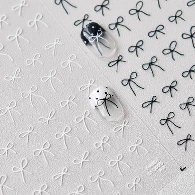 1pcs 5D Fashion Cartoon Mini Bow Nail Art Stickers Red Black White Ribbon Nail Decorations Decals DIY Nail Accessories