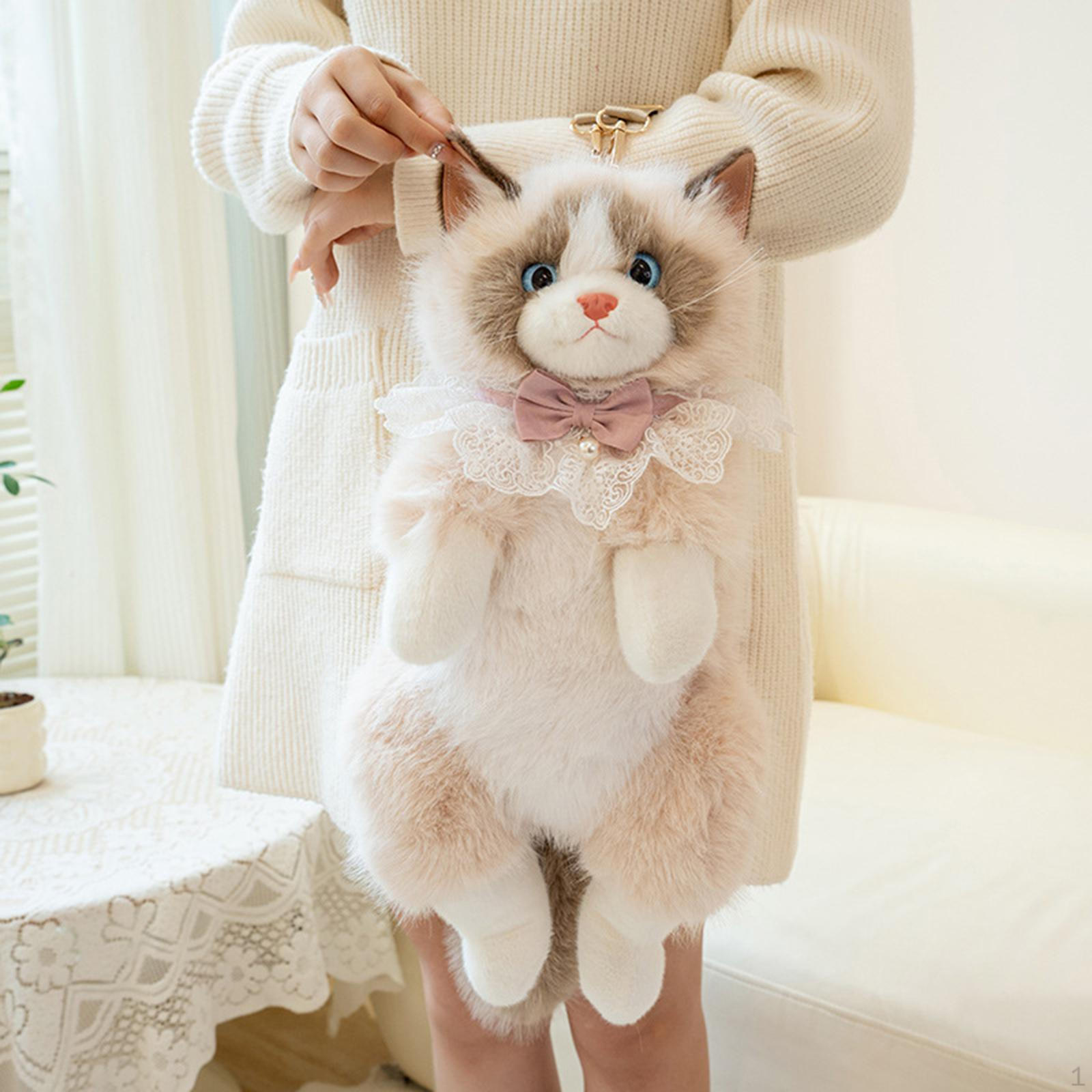 Рюкзак в форме кошки Милый для женщин Стильный с регулируемыми лямками Повседневный Daypack кофейный