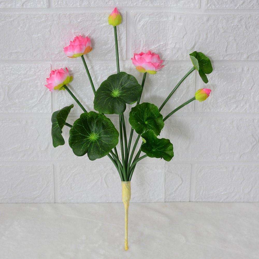 Beautiful Artificial Lotus Flower Plastic Simulation Lotus Mini Silk Lotus  Home Office