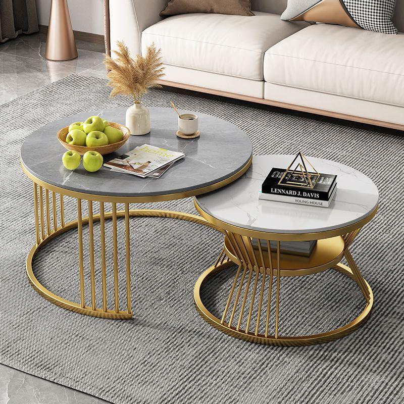 Modern Minimalist Round Coffee & Side Table Set for Small Apartments