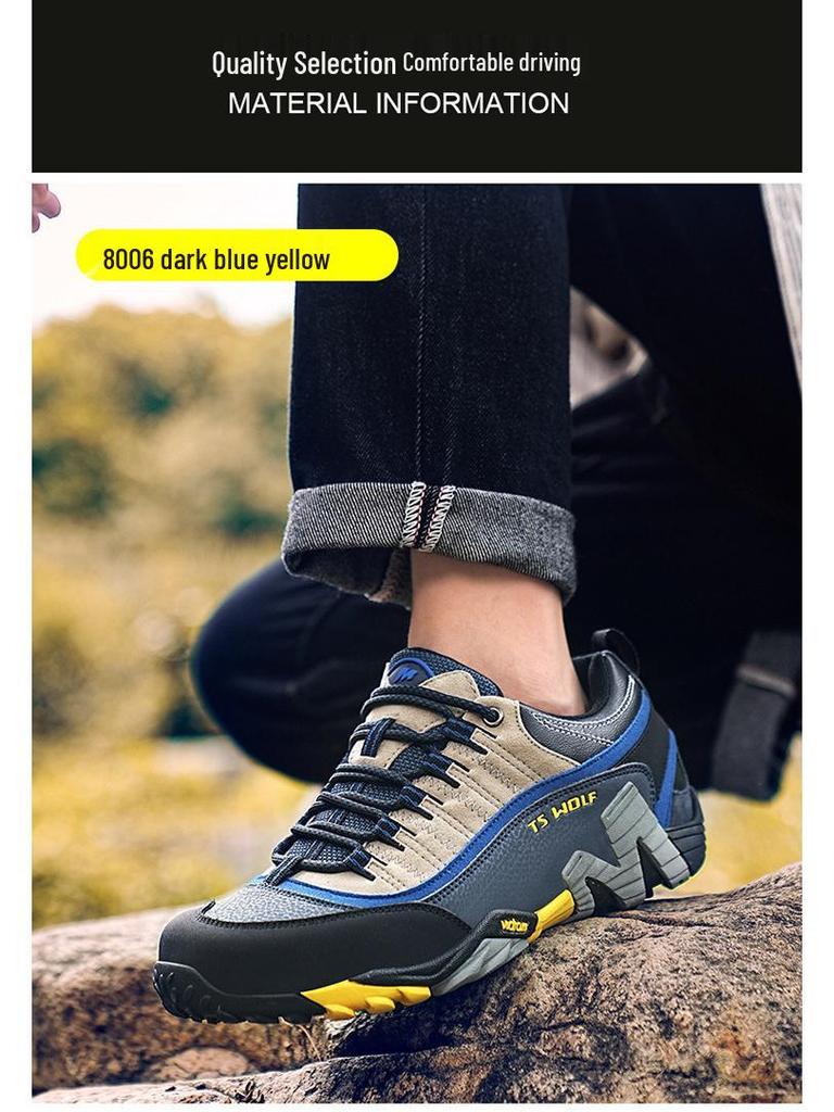 Men's Lightweight Non-Slip Genuine Leather Hiking Shoes - Breathable, Wear-Resistant Outdoor Shoes for Hiking and Travel (Unisex).