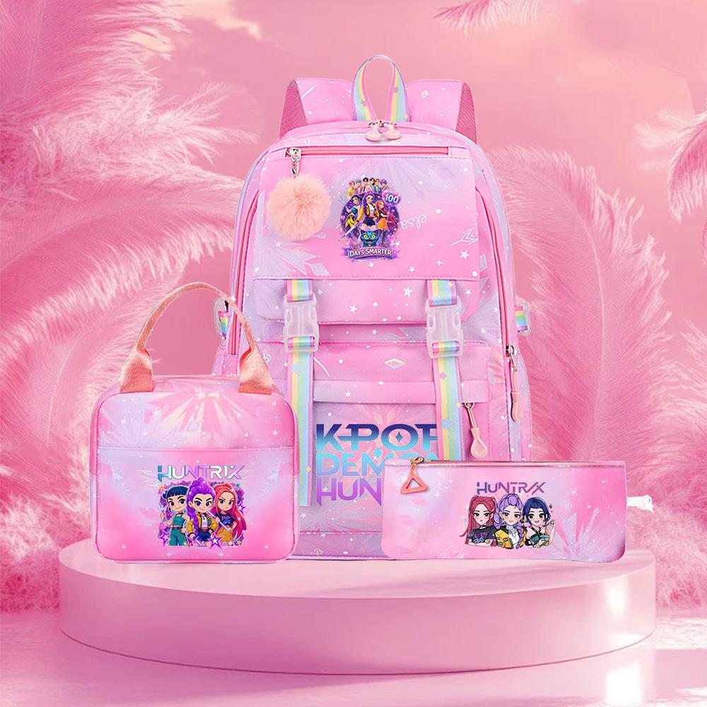K-Pop Witch Hunters Cartoon Printed Student Pencil Bag Lunch Bag Three-Piece Backpack