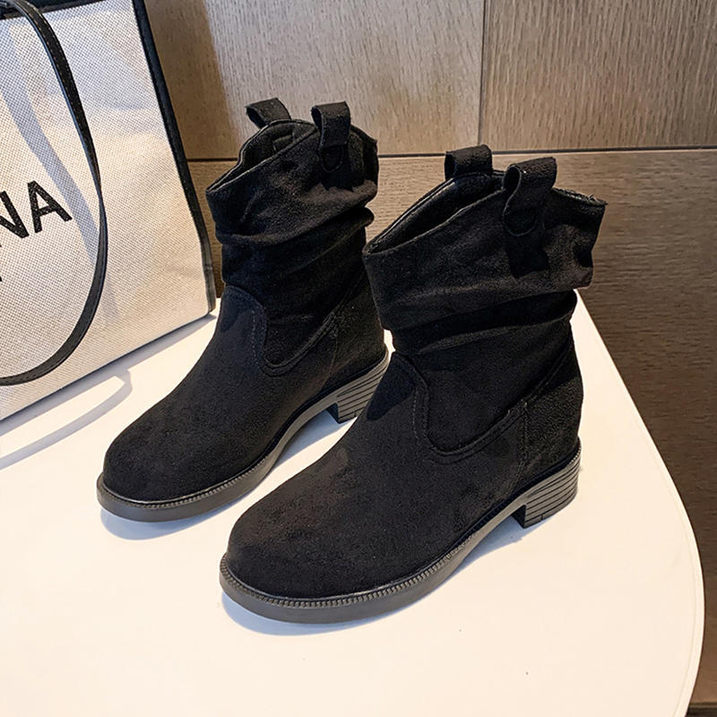 

Short Boots Children s Coarse Heel Medium Tube Pile Boots Women s Summer New Autumn Maillard Western Cowboy Martin Boots 35