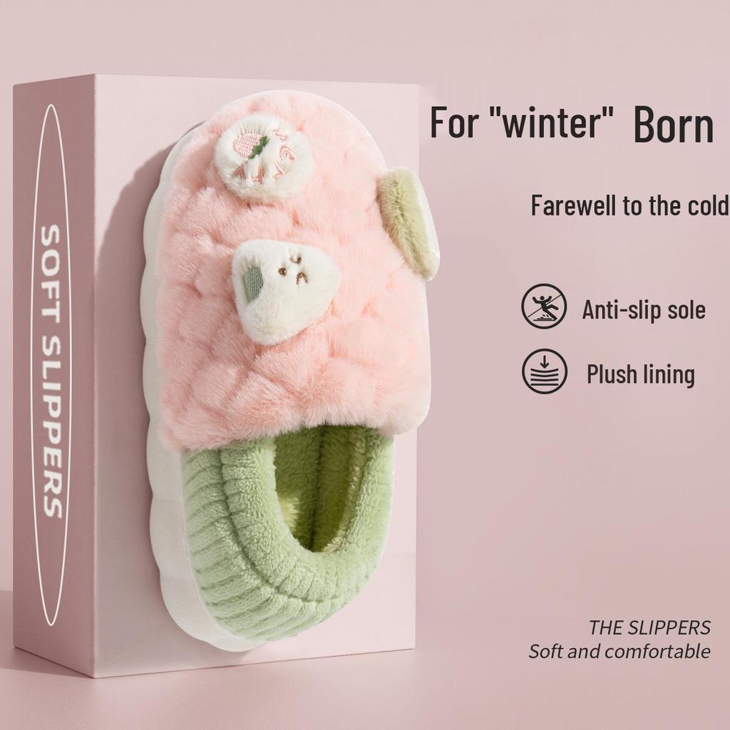 Jieliya Niedliche Onigiri Winter 2025 Indoor Rutschfeste Dicksohlige Baumwollpantoffeln für Damen und Herren