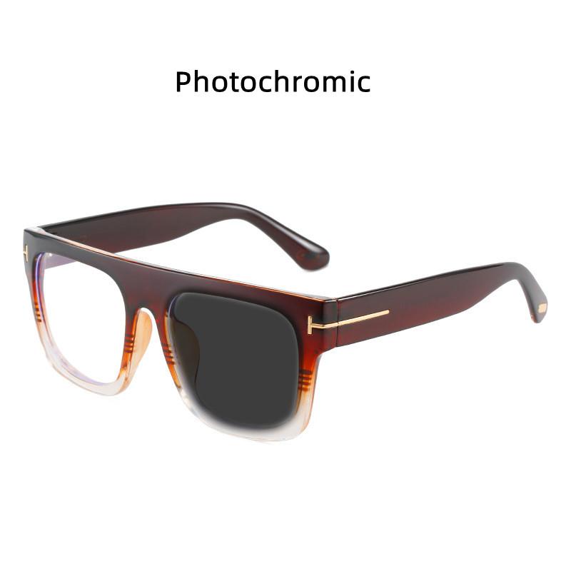 Photochromic Reading Glasses Oversized Square Leopard Print Women Eyeglasses Anti Blue Light Big Frame Computer Eyewear