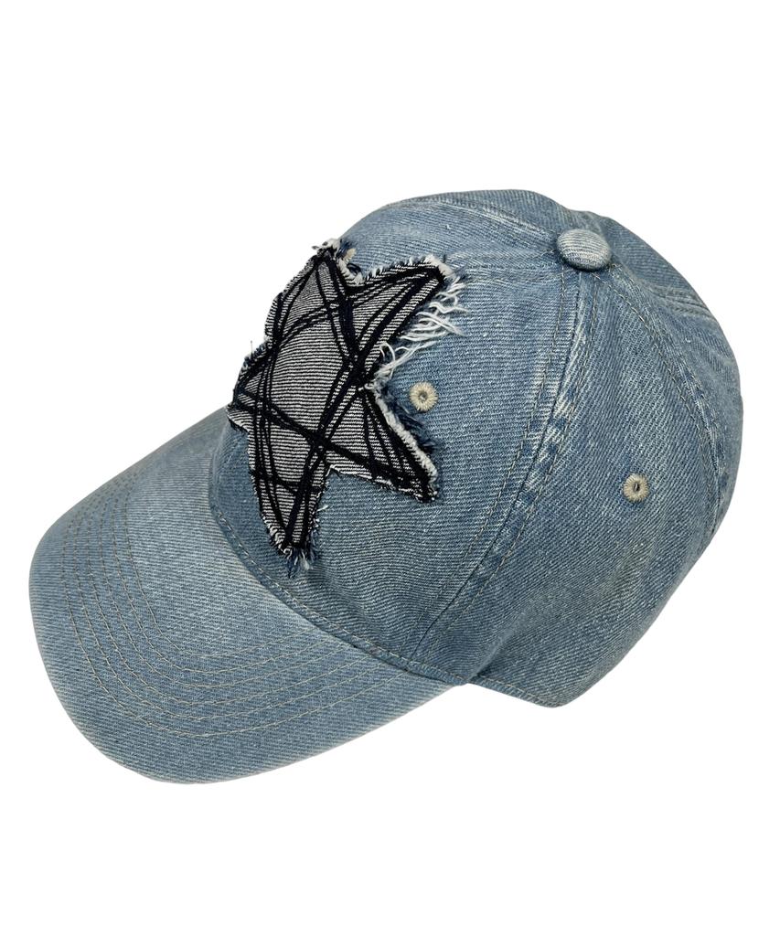 SK8ER ROCK Doodle Star Washing Denim Ball Cap (Light Blue)