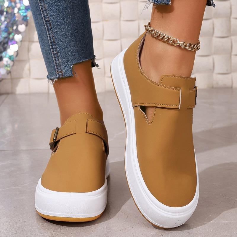Fashion 2024 Shoes for Women Buckle Strap Women's Vulcanize Shoes Fashion Solid Ladies Casual Shoes Hot Sale Round Head Classic Sneakers