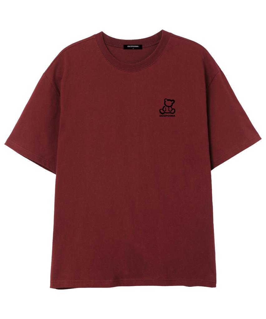 Ujeu Teddy Bear Oversized Short-Sleeve T-Shirt (Ds009) Wine