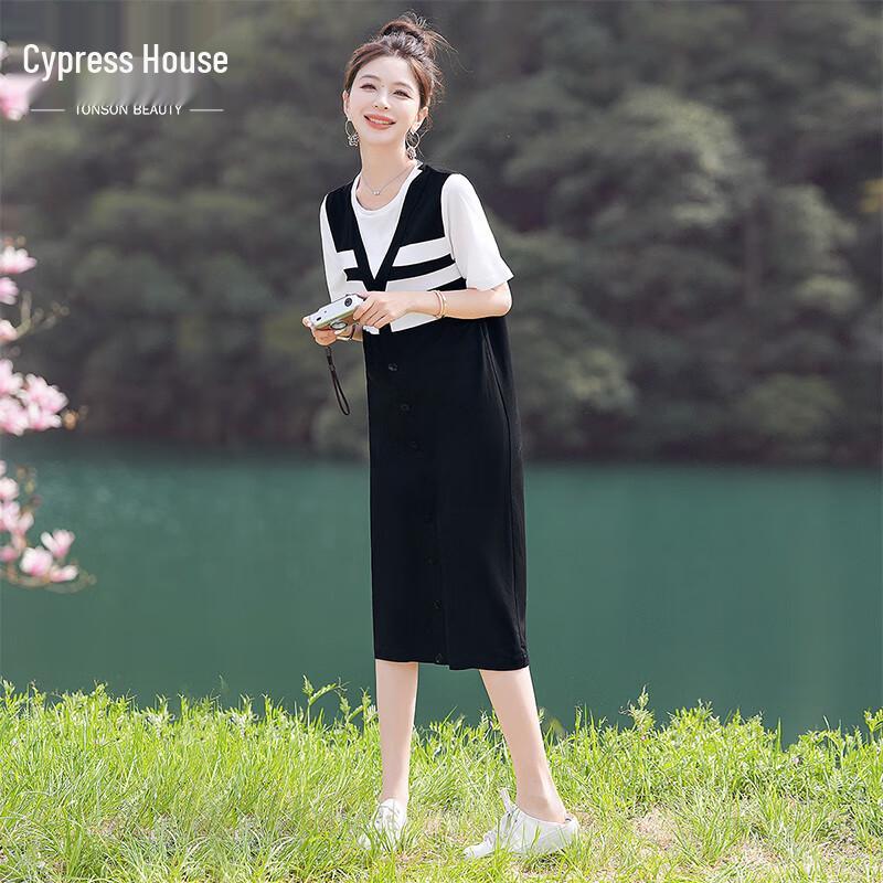 Silbaisha Women s Spliced Stripe Midi Dress L