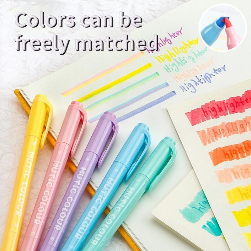 6/12/24 Colors Highlighter Markers Multifunctional Highlighter Pen Fluorescent Pen Double-Head Highlighters for Journal