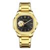 Fashion Bestwin Top Brand Men's Luxury Automatic Mechanical Watch Skeleton Design Full Stainless Steel Night Light Business