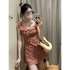 French temperament red plaid sleeveless dress children's summer temperament new small thin waist skirt