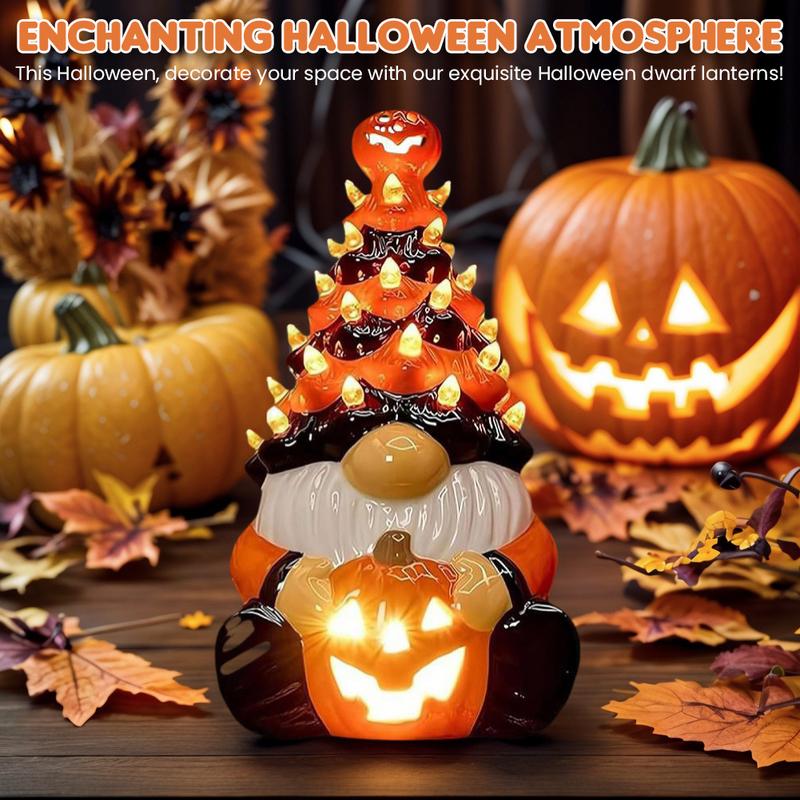 Halloween Dwarf Decoration Gnome Pumpkin Resin Tree for Indoor Outdoor Decoration