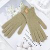 Warm Knitted Fleece-Lined Fingerless Gloves Women Winter Touchscreen Compatible Thick Wool Blend Mittens