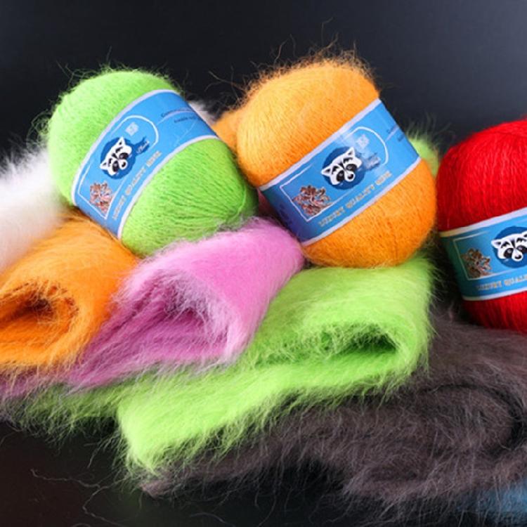 2 Pcs/Pack Long Plush Mink Wool Yarn for Needle Knitting Hand Crochet ,50g+20g