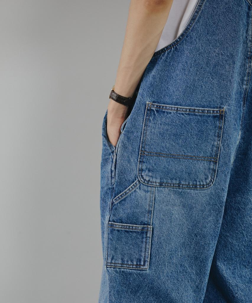 Modenaleudeo Classic Overall Denim Pants (Medium Blue)