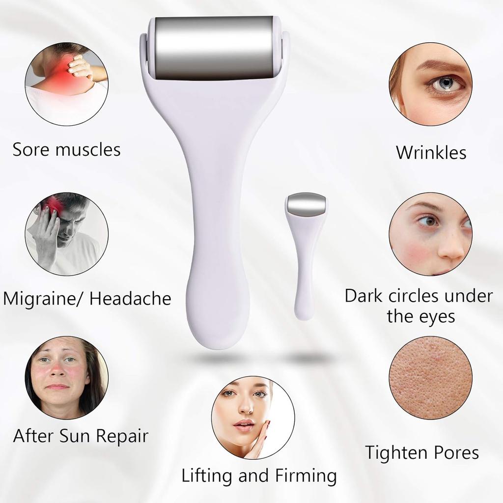 Facial Ice Roller Massage Tool Skin Lift Tighten Pain Relief Reduced Puffiness Face Eye Skin Care Product Stainless Steel Roller