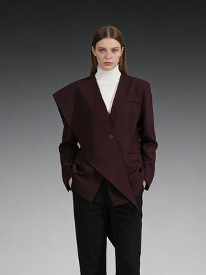Korean-Style Elegant Irregular Suit Jacket for Women - Spring 2026 Arrival