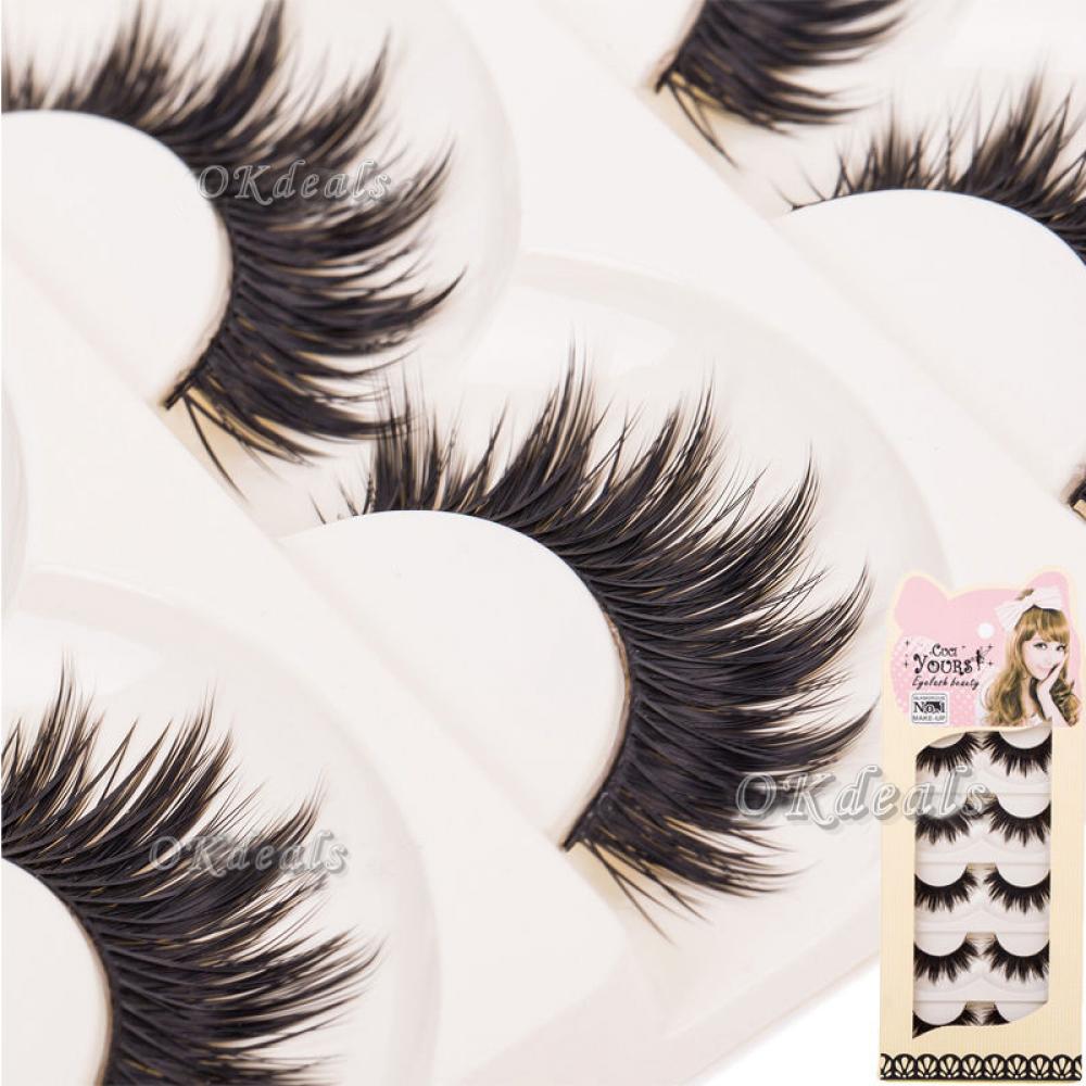

5 Pairs Beauty Thick Cross Soft Eye Lashes Extension Black Handmade False Eyelashes