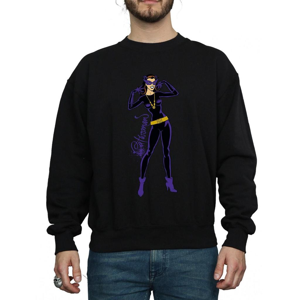 DC Comics Mens Catwoman Happy Pose Sweatshirt